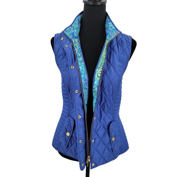 Lilly Pulitzer Blake Quilted Vest Iris Blue Size Small Pockets - Picture 4 of 16